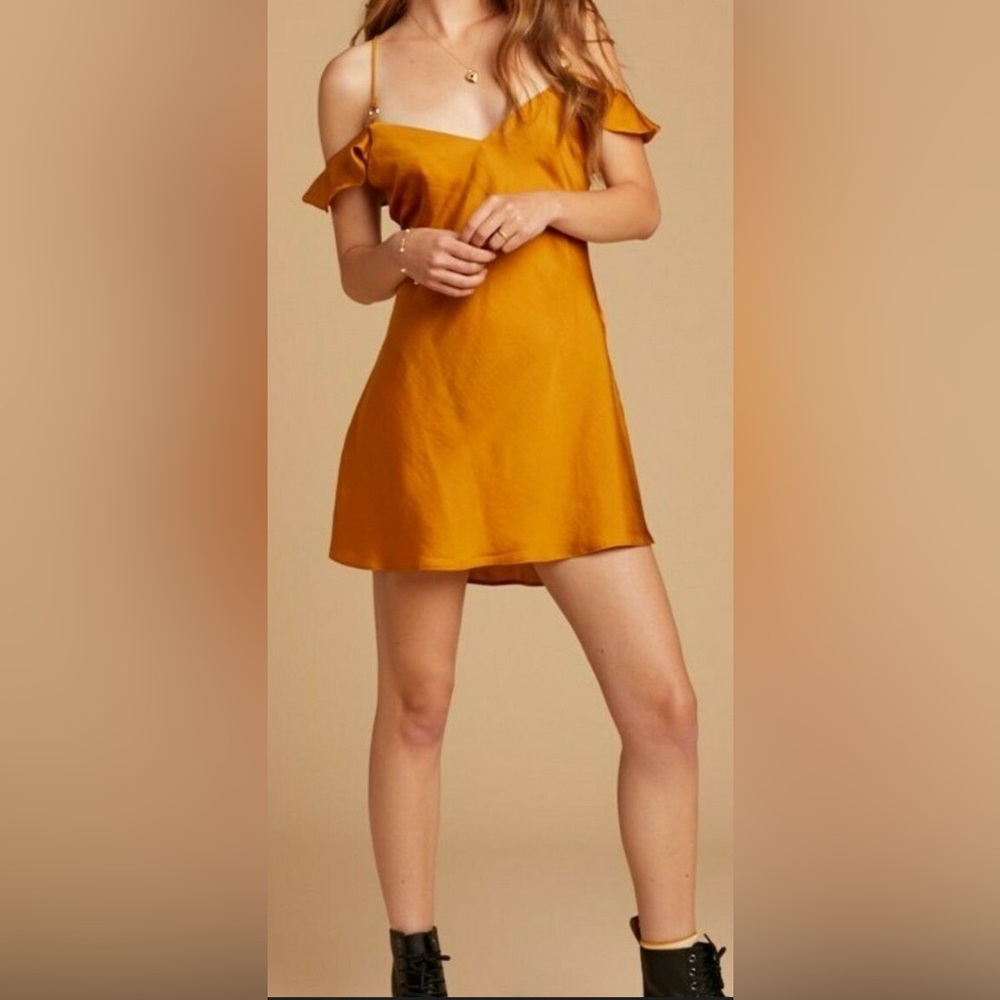 Free People Gold Satin Mini Dress